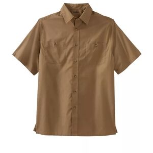****King Size Tan Short Sleeve 2 Pocket Shirt Size Button Front Size 6X Tall
